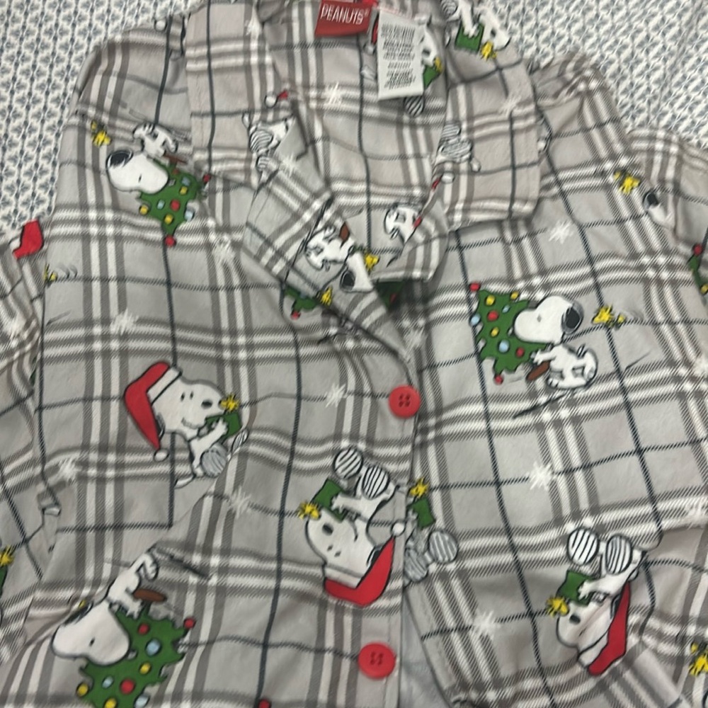Snoopy flannel pajama top only large